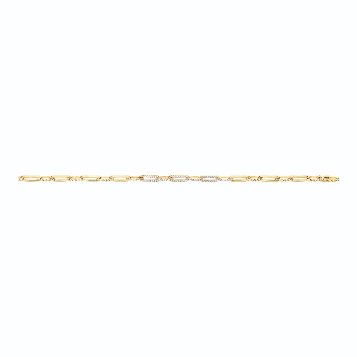 9ct Yellow Gold 0.42ct Diamond Bracelet Paper Chain Made in London