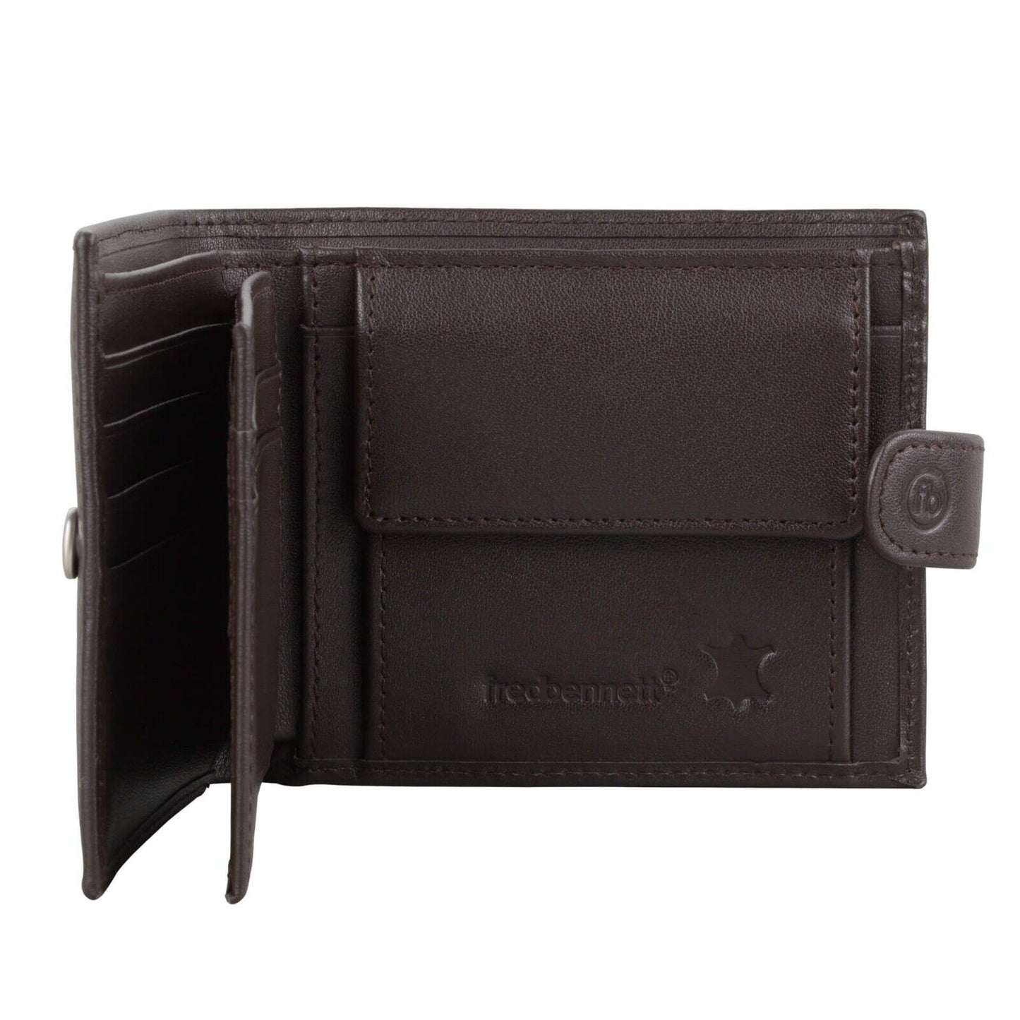 Fred Bennett Brown Leather Wallet with Coin Purse Free Laser Engraving W016