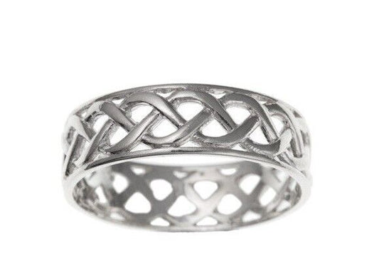 Silver Celtic Wedding Ring Ladies Band 925 hallmark