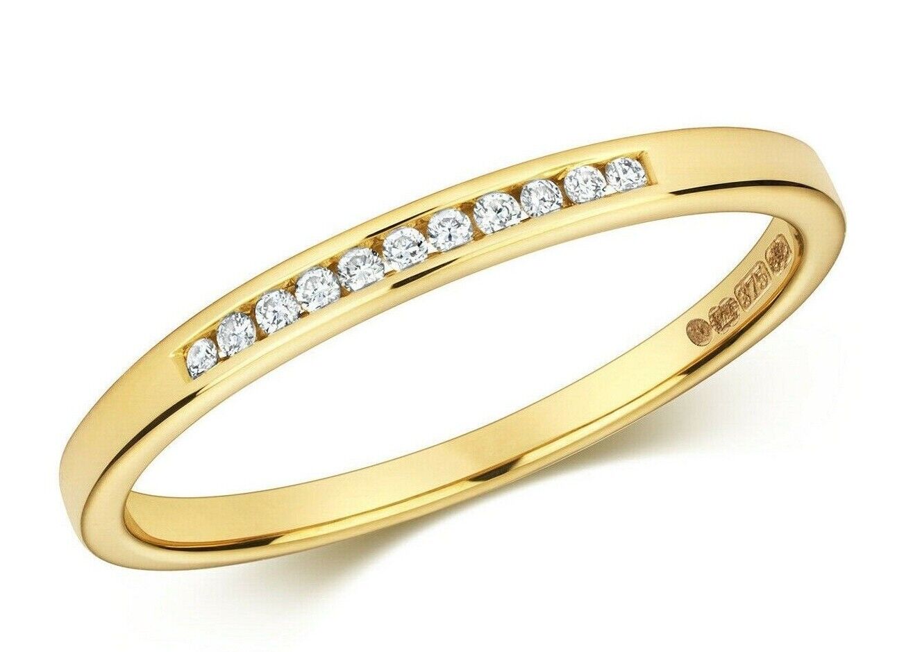 Real Diamond Eternity Ring Channel Set Solid 9ct Yellow Gold