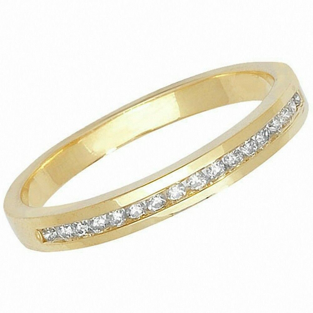 9ct Yellow Gold Real Diamond Eternity Ring 0.15ctw Anniversary Band Channel Set
