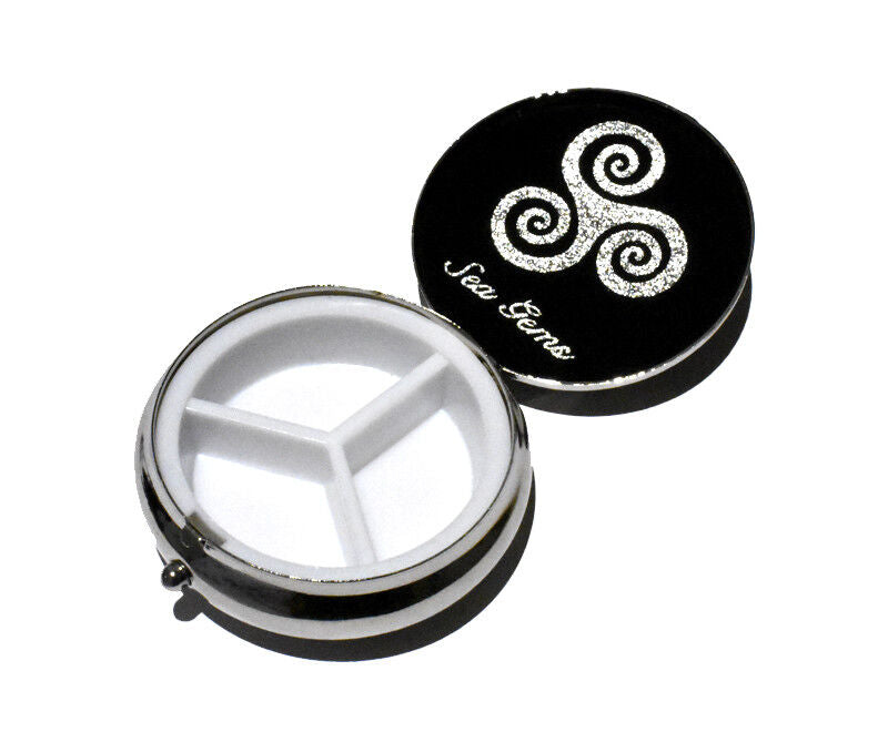 Large Pill Box Silver Plated Celtic Knot Blue Brand New & Boxed