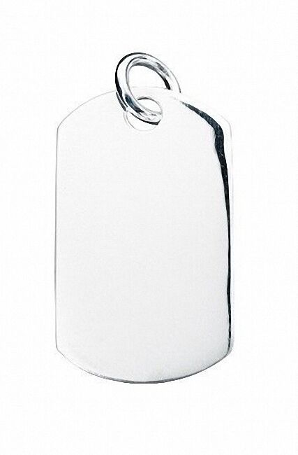 Men's Dog Tag Pendant Necklace Gents Solid Sterling Silver Pendant