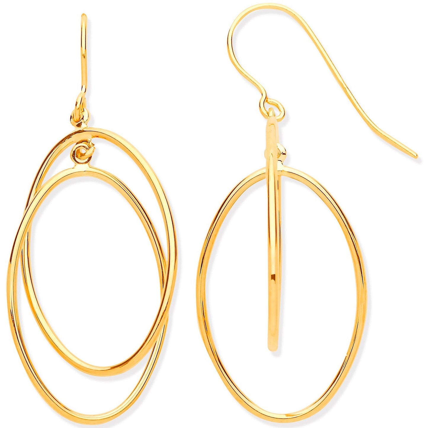 Entwined Oval Drop Earrings 9ct Yellow Gold 38mm Drops Hallmarked