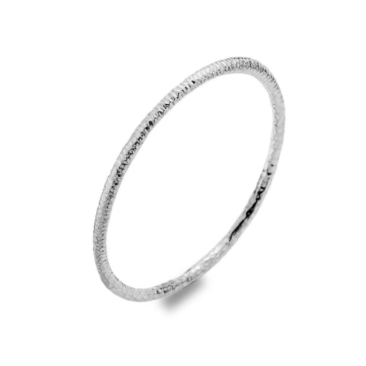 Solid Silver Bangle Hammered Simple Hallmarked Boxed