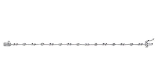 9ct White Gold 0.15ct Diamond Bracelet Bar Link Made in London