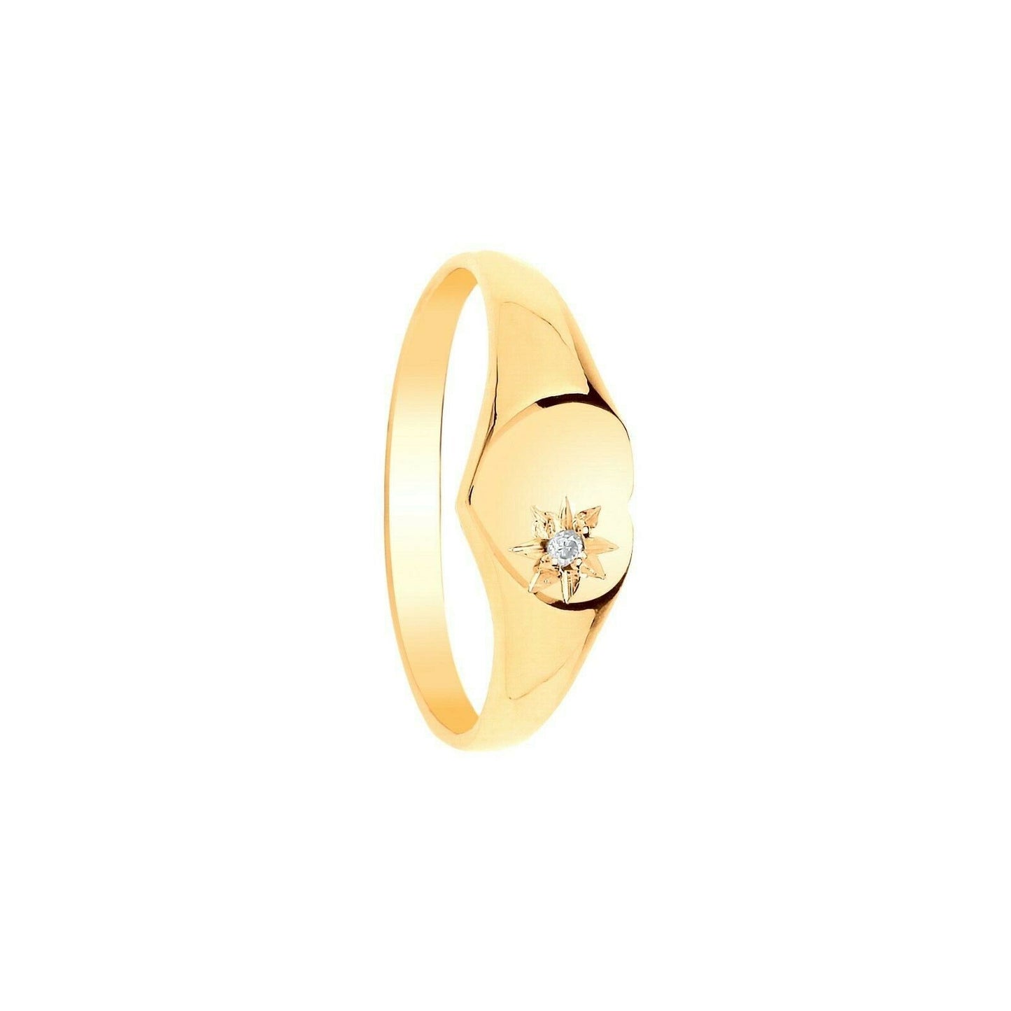 Child's Diamond Signet Ring Yellow Gold Heart Hallmarked British Made sizes A-H