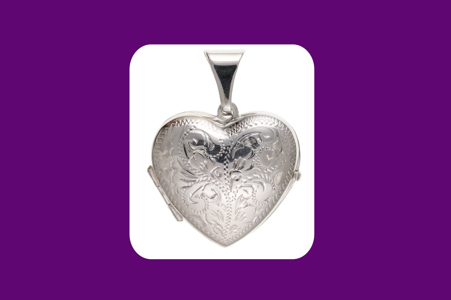 Engraved Design Heart Locket Solid Sterling Silver 925 Hallmark 20mm