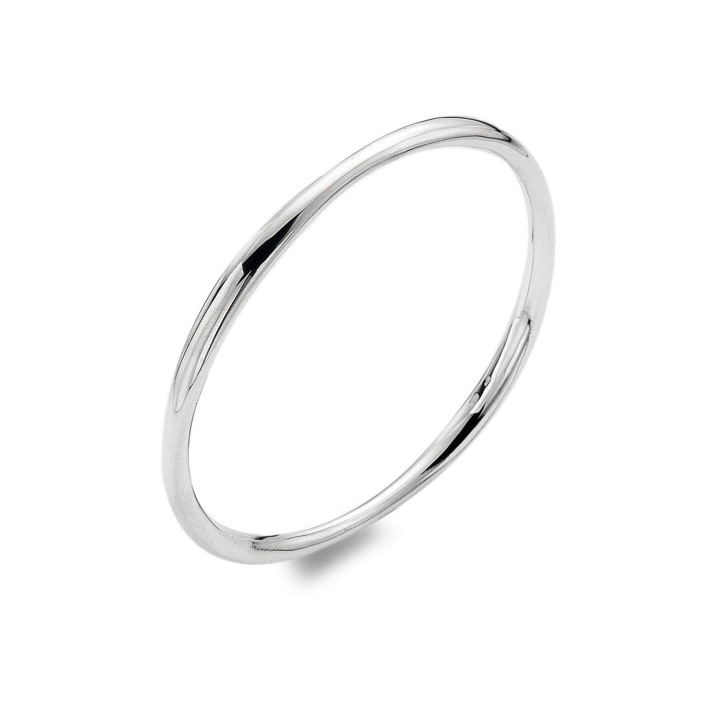 Silver Organic Circle Bangle Solid Sterling Silver Hallmarked Luxury Box