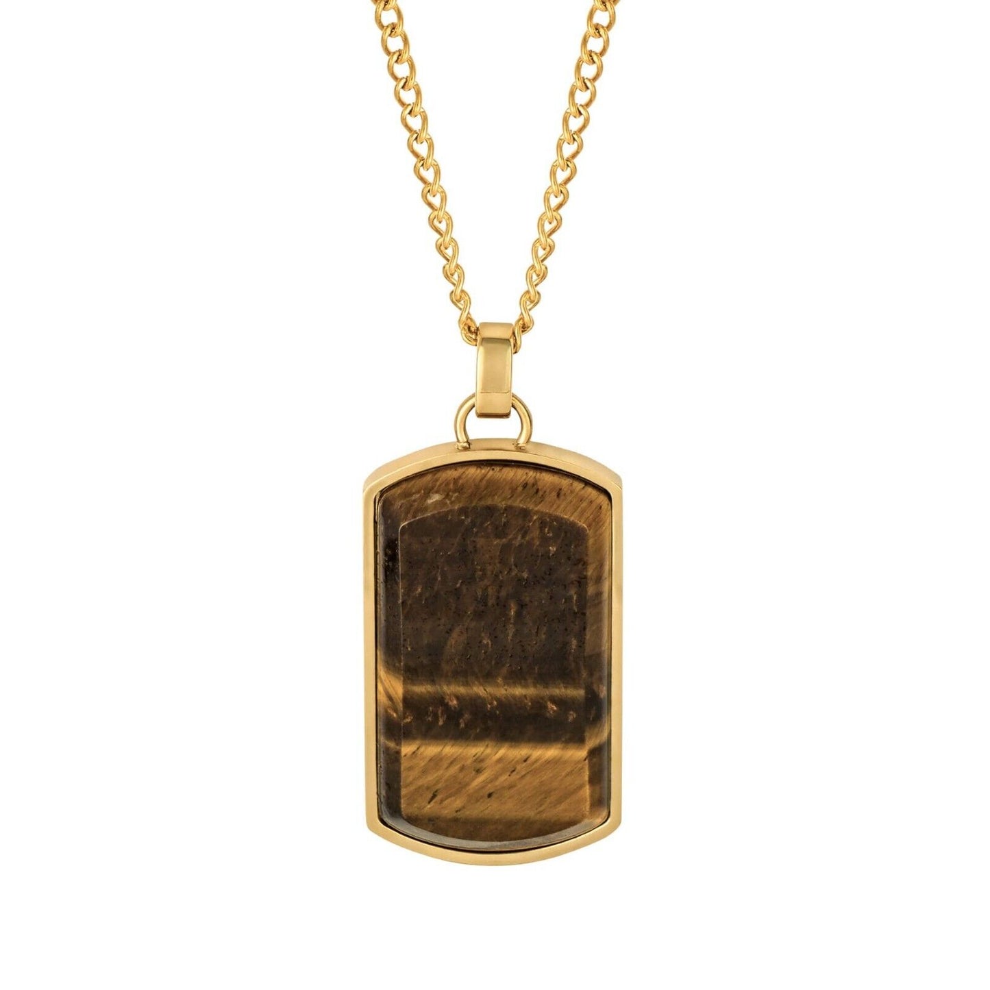 Fred Bennett Dog Tag with Natural Tiger's Eye 55cm N4547Y Free Engraving