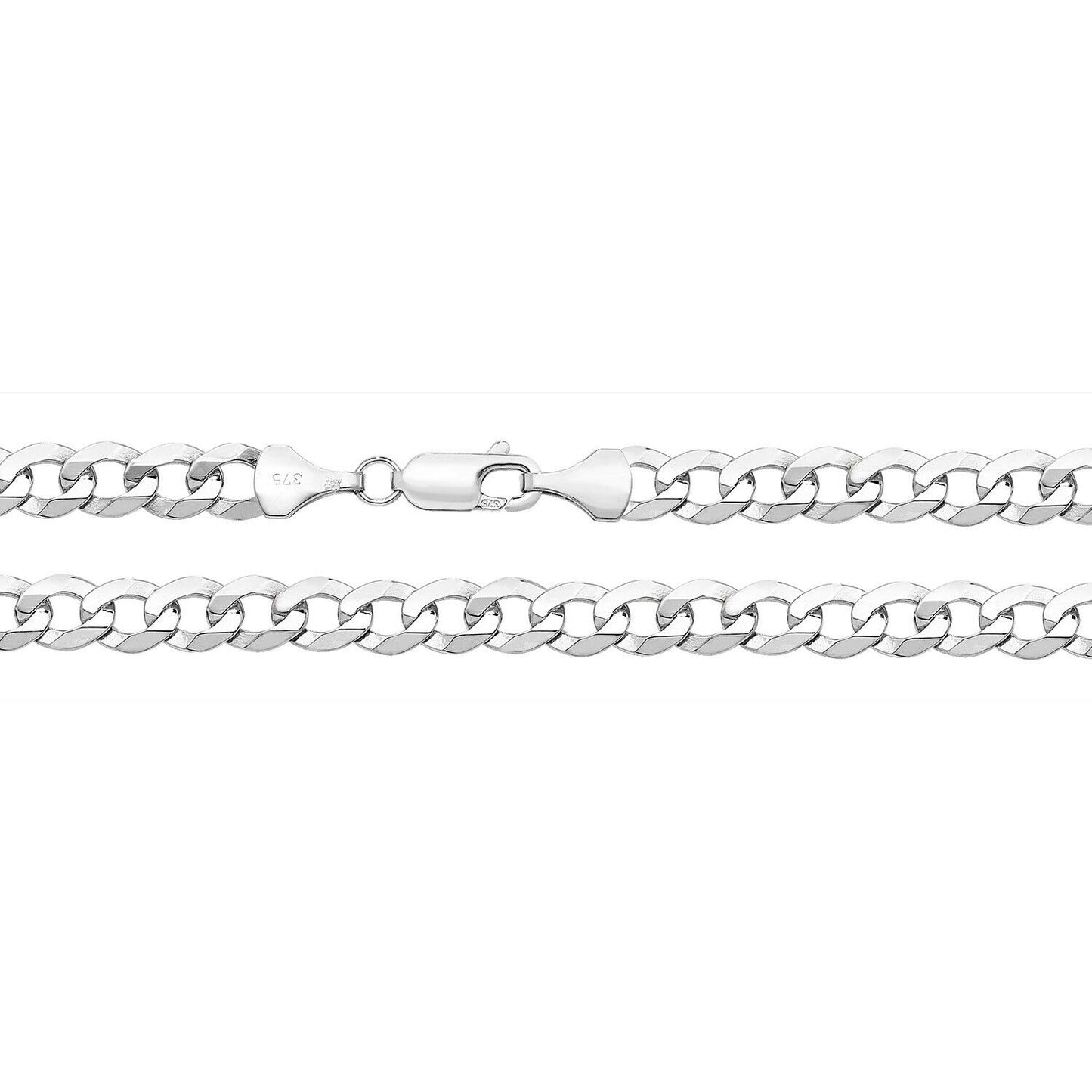 9ct White Gold Curb Chain 18" Mens Gents Hallmark British New