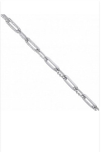 9ct White Gold Bracelet 0.42ct Diamonds Paper Chain Link Made in London