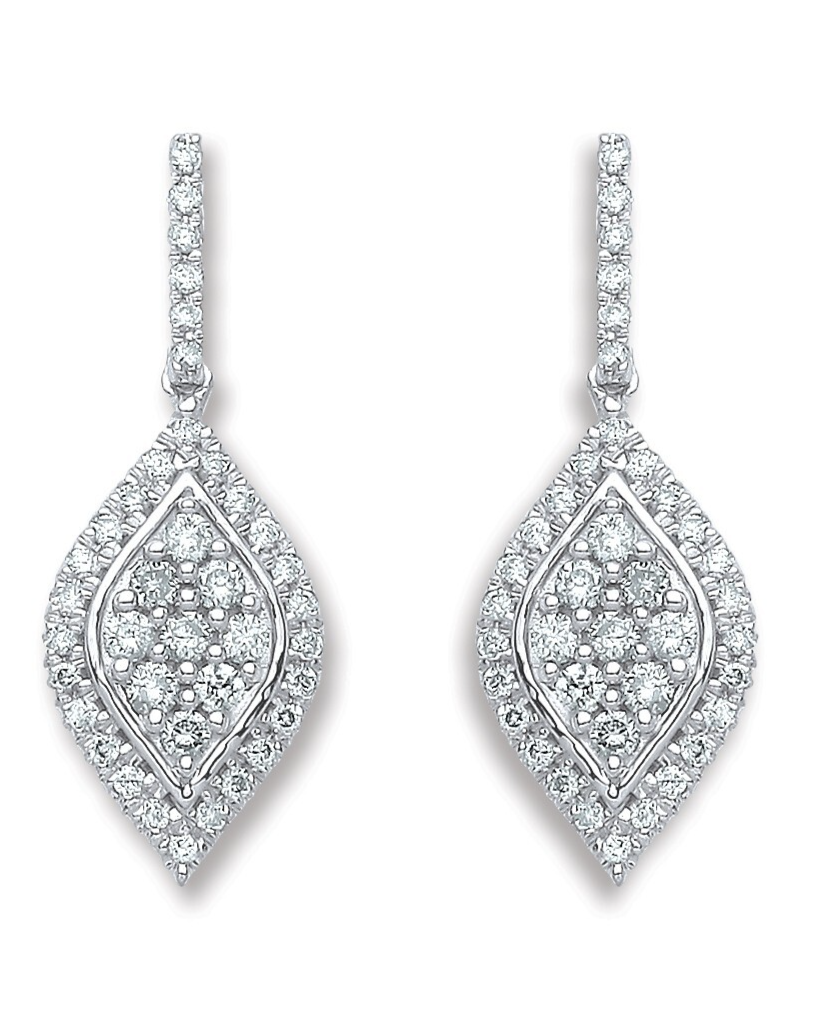 18ct White Gold 0.50ct Diamond Drop Earrings Hallmarked British Made
