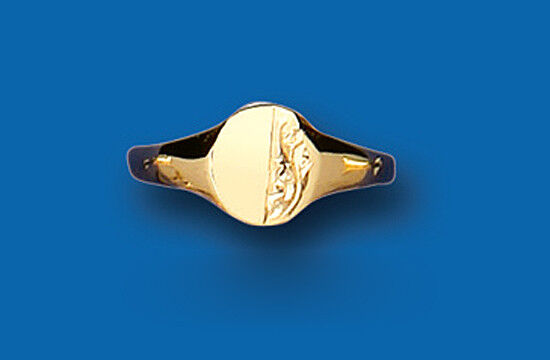 Child's Gold Signet Ring Baby Yellow Gold Oval Hallmarked British Made sizes A-H