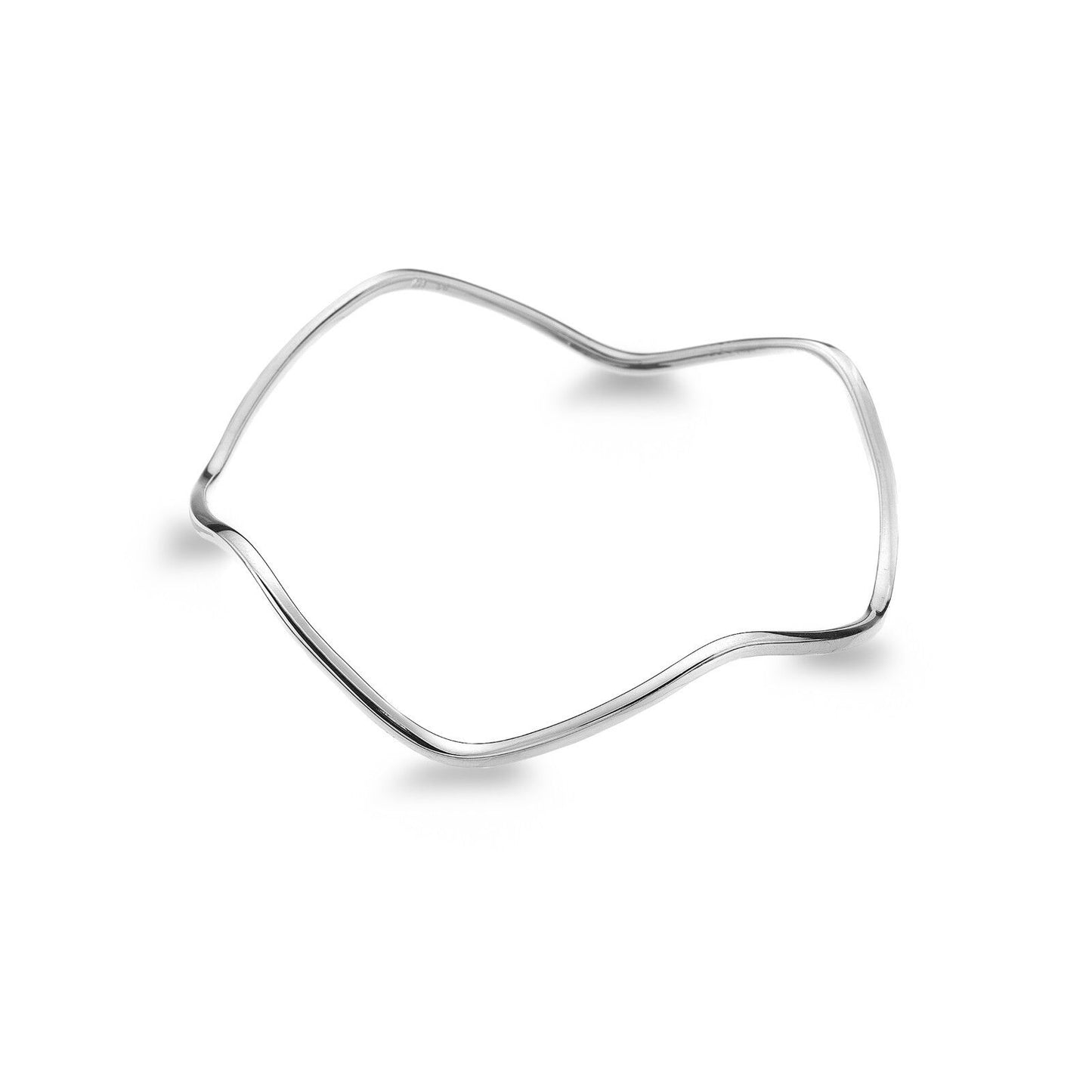 Solid Silver Bangle Wavy Bracelet Hallmarked Boxed