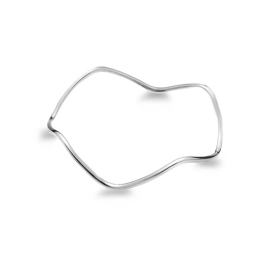 Solid Silver Bangle Wavy Bracelet Hallmarked Boxed