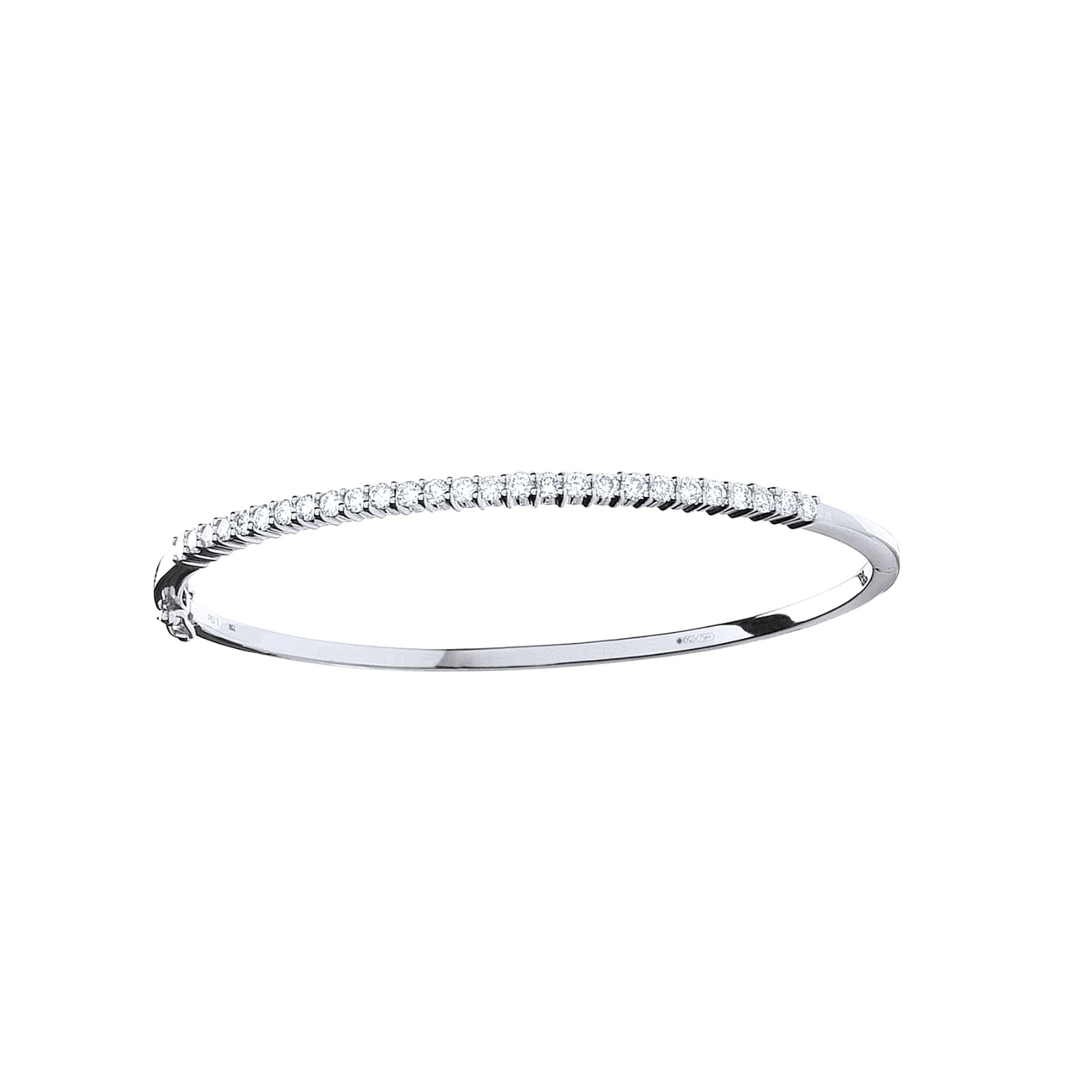 9ct White Gold 1.10ctw Diamond Bangle Made in London