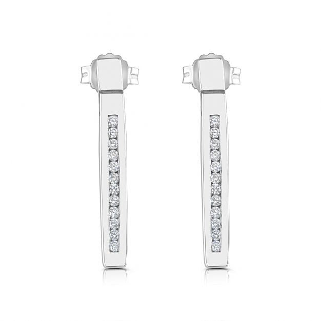 9ct White Gold 0.21ct Diamond Drop Earrings Hallmarked British Made