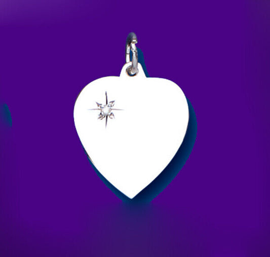 Diamond Heart Tag Pendant Sterling Silver 925 Stamp All Chain Lengths