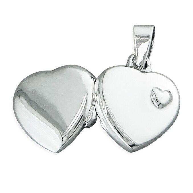 Small Heart Locket 12mm x 12mm Raised Embossed Heart Design Sterling Silver