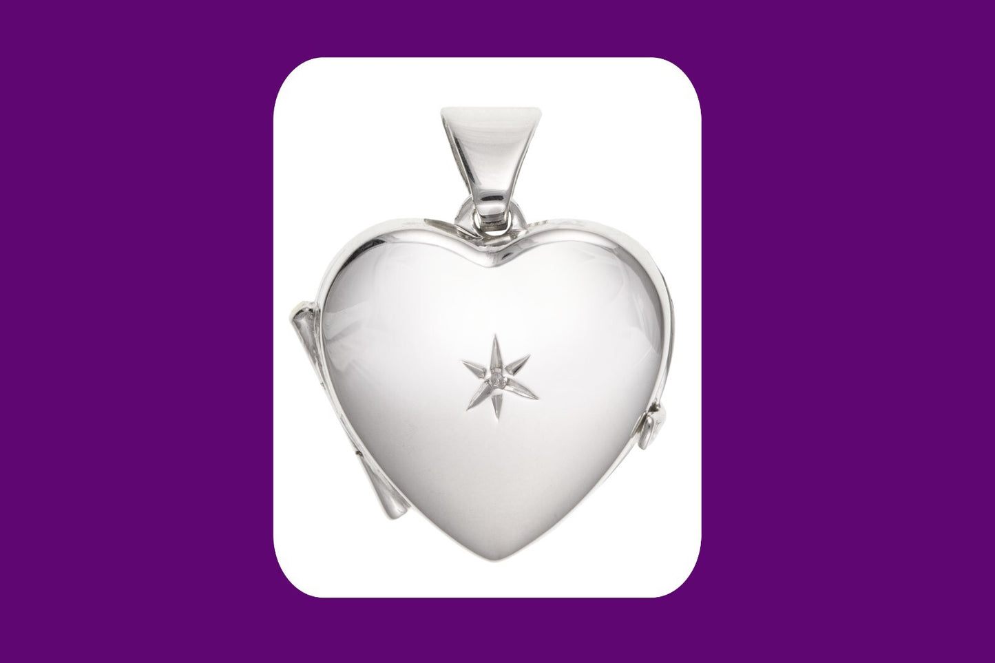 Real Diamond Heart Locket Solid Sterling Silver 925 Hallmark 16mm