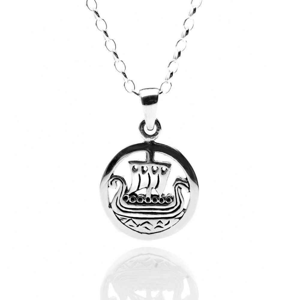 Viking Ship Pendant Sterling Silver Necklace 925 Hallmark All Chain Lengths
