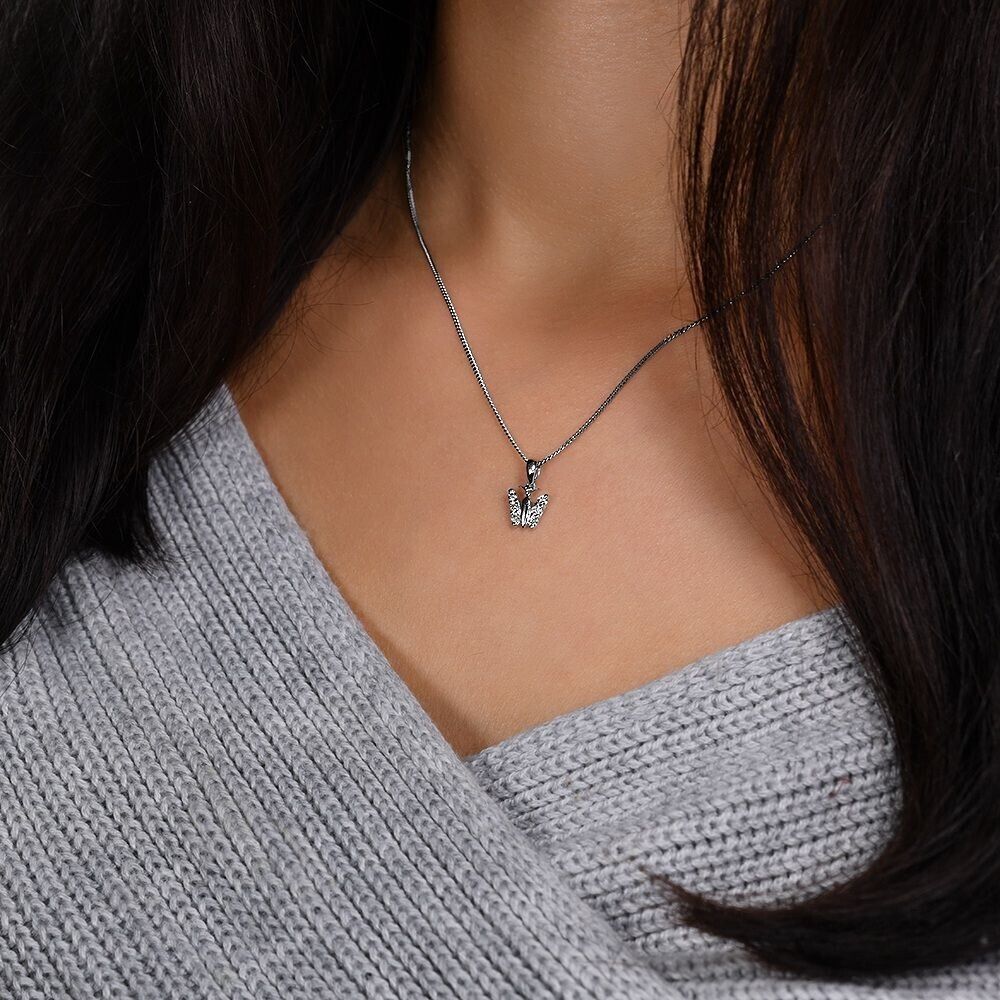 9ct White Gold 0.15ct Diamond Butterfly Pendant and 18" Chain
