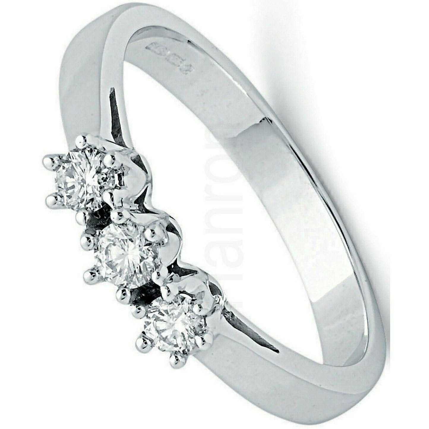 9ct White Gold 0.30ctw Diamond Trilogy Ring Three Stone Engagement
