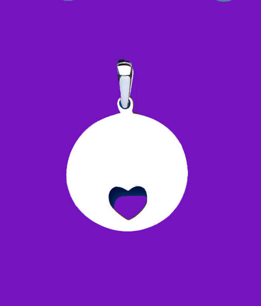 Silver Heart Disc Tag Pendant Sterling Silver 925 Hallmark All Chain Lengths