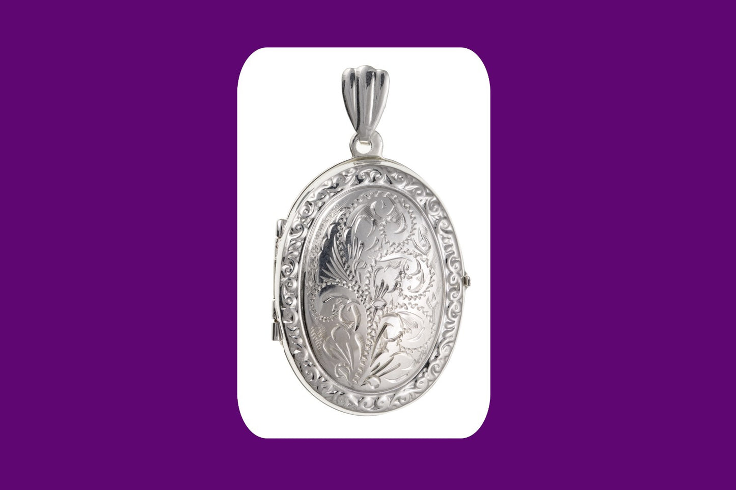 Patterned Oval Family Locket 4 Photo Solid Sterling Silver 925Hallmark 26 x 20mm