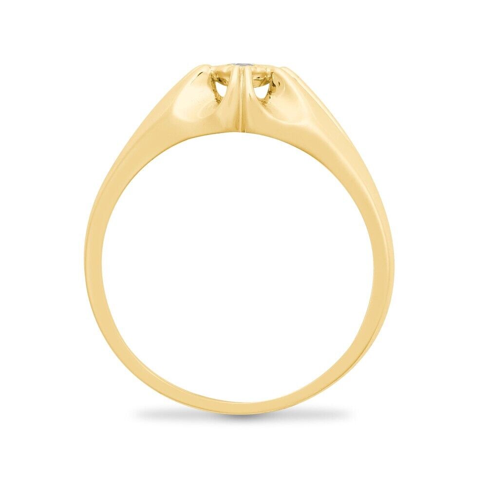 9ct Yellow Gold Gents Diamond Ring Solitaire Single Stone Gypsy Setting Hallmark