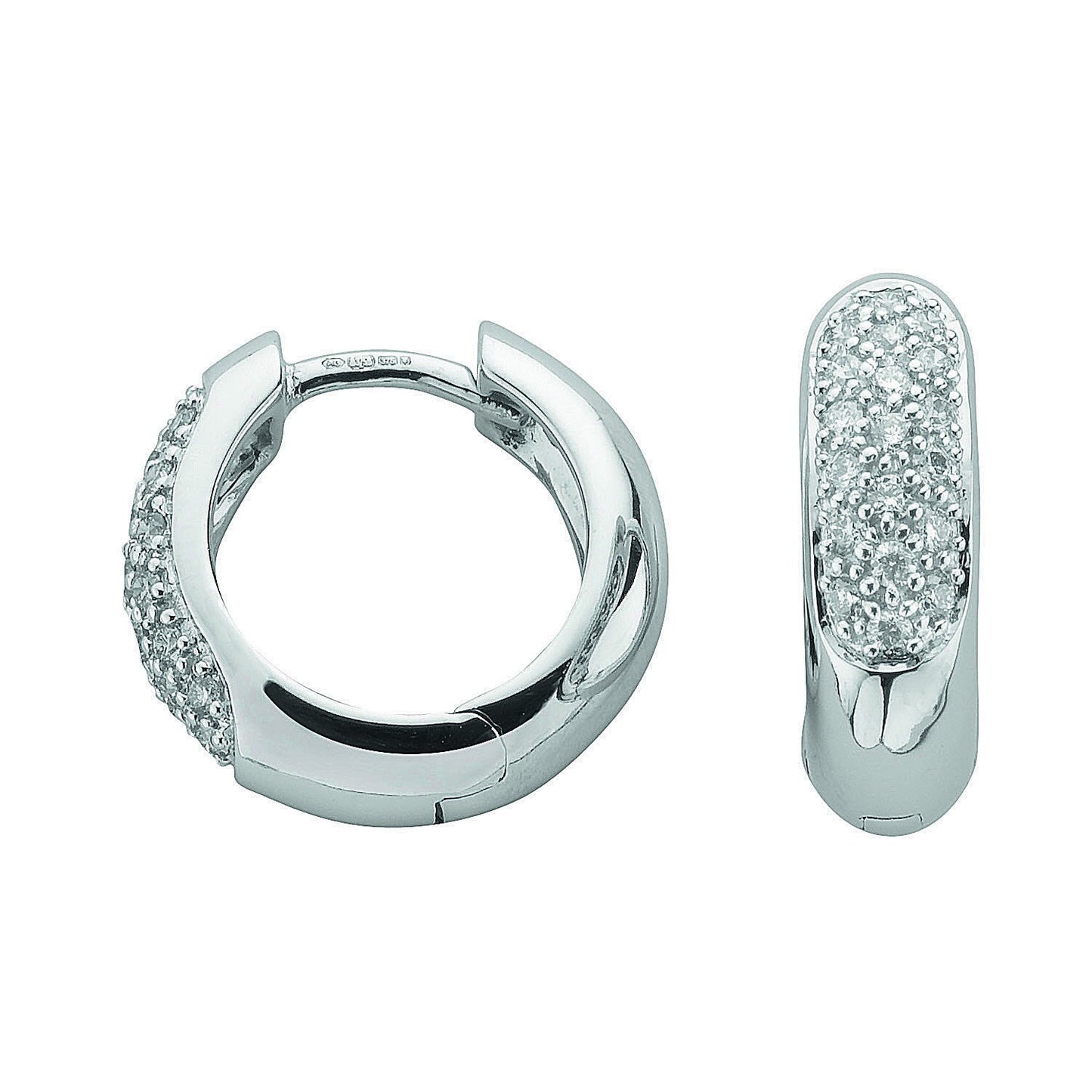 9ct White Gold 0.50ct Diamond Huggie Hoop Earrings - 17mm