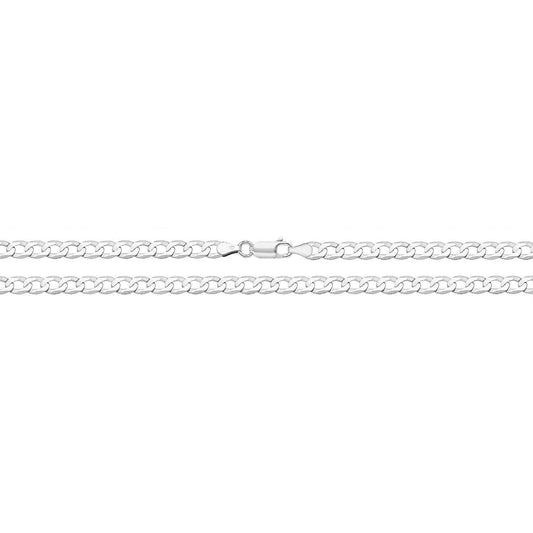 9ct White Gold Curb Chain 24" Mens Gents 4mm Wide Hallmark British New