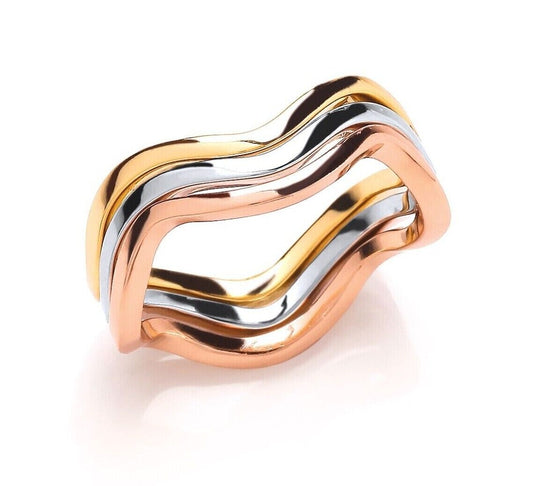 Stacking Band Ring Yellow Gold Rose Gold on Solid Sterling Silver 925 hallmark