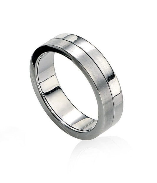 Fred Bennett Two Tone Spinning Band Ring Brushed and Polished R2511