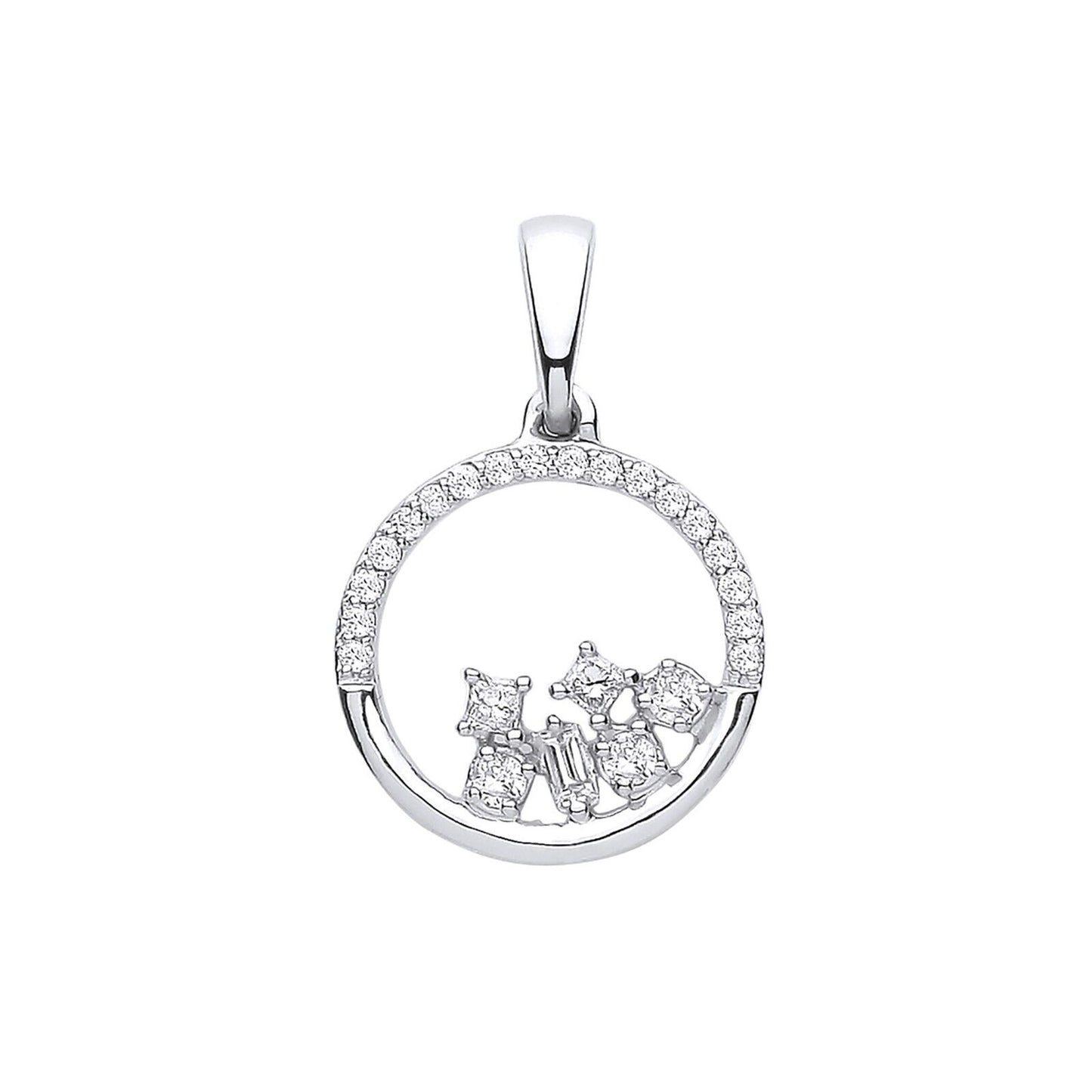 9ct White Gold 0.14ct Diamond Circle Pendant