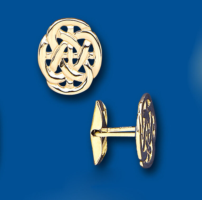 Gold Cufflinks Oval Celtic Solid Yellow Gold British Made Hallmarked