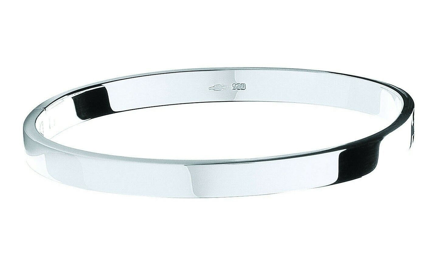 SSilver Solid 6mm Oval Shaped Hinged Bangle