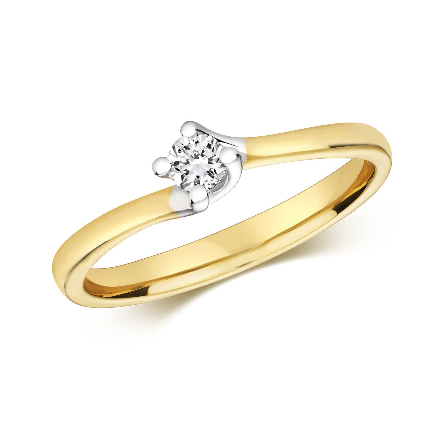 9ct Yellow Gold Real Diamond Twist Solitaire Ring Engagement Size J - Q