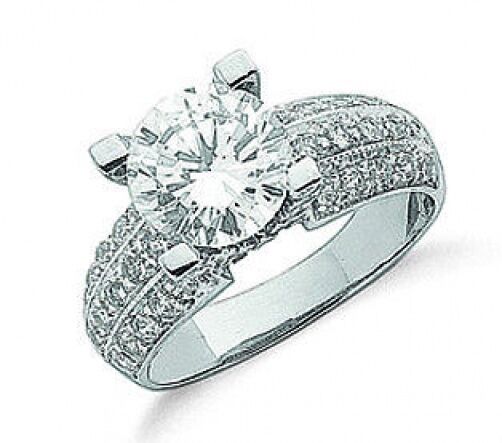 3 Carat Solitaire Ring White Gold Engagement Ring Ladies Dress Cocktail Ring