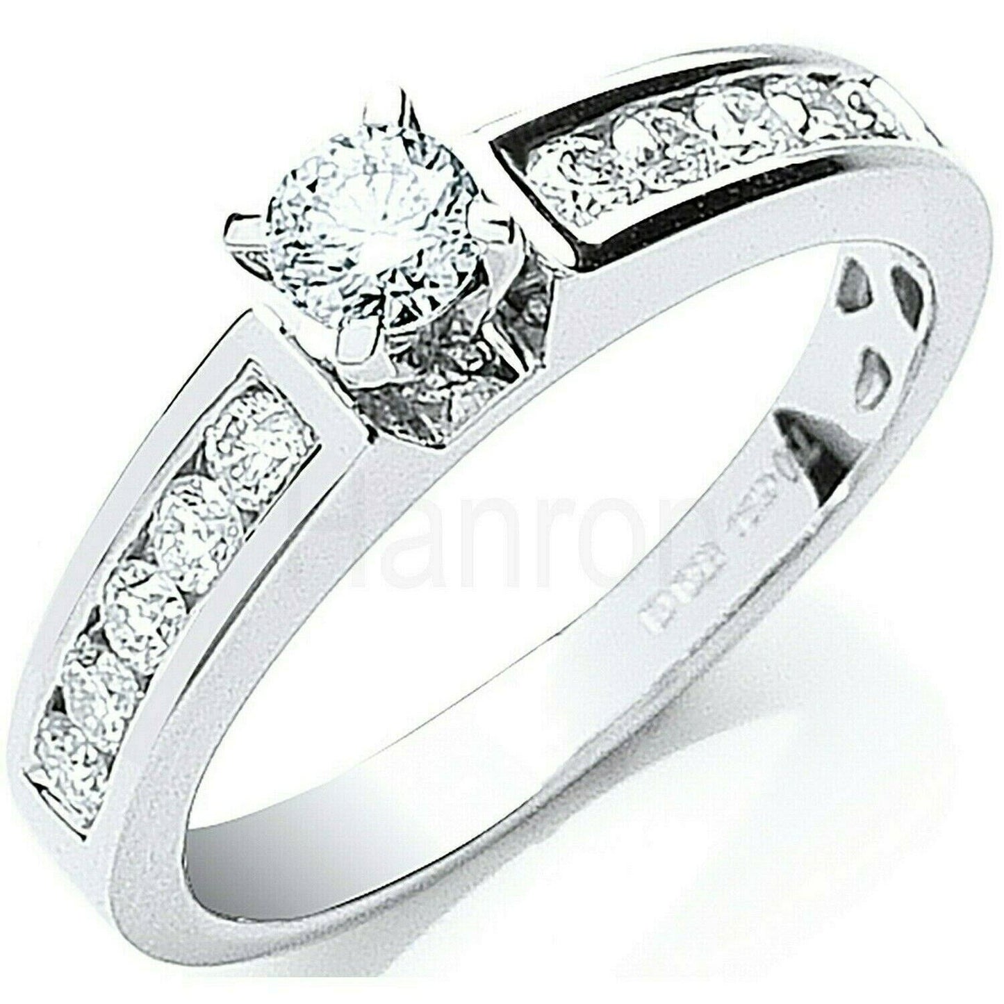 Real Diamond Solitaire Ring 18ct White Gold 0.50 Carat Weight