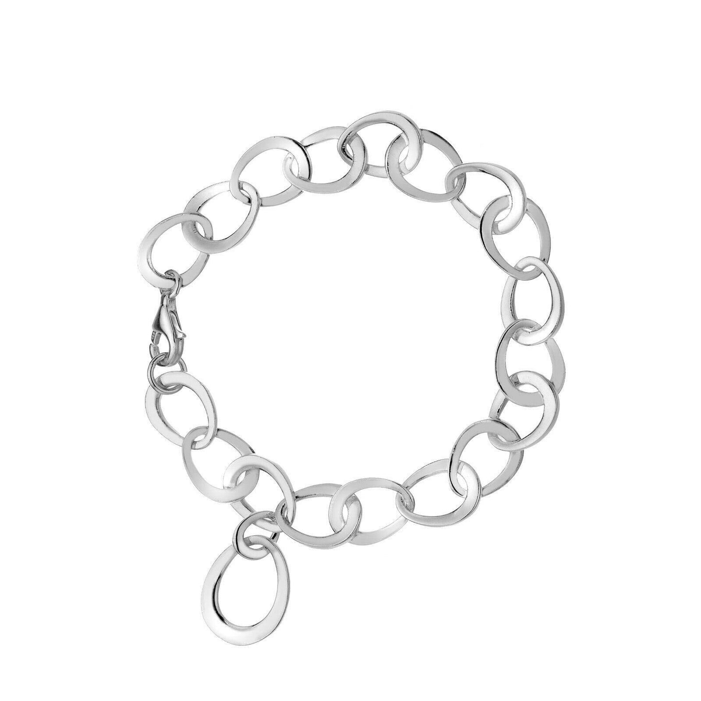 Organic Curved Link Bracelet Solid Sterling Silver Hallmarked Luxury Box