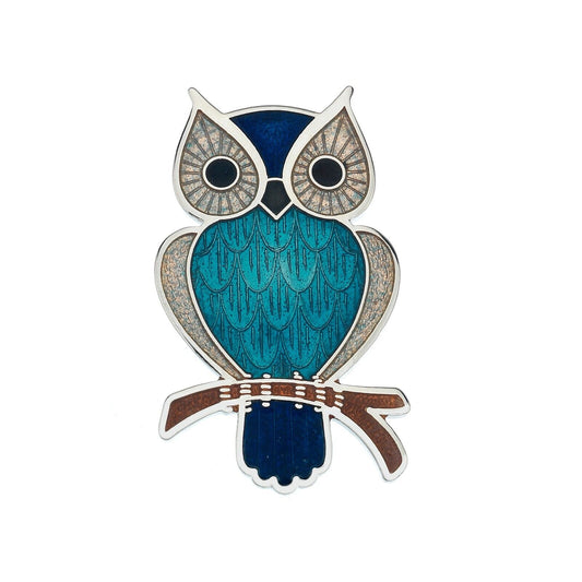 Turquoise Owl Brooch Silver Plated Large Design Brand New Gift Packaging