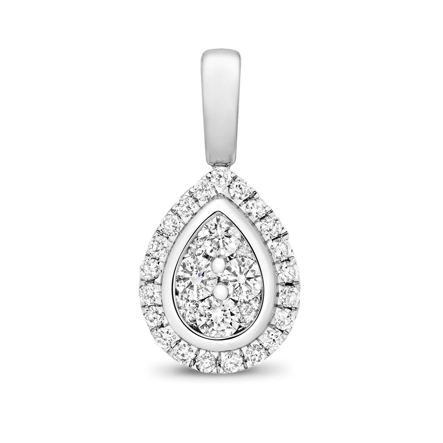 Diamond Teardrop Pear Pendant 9ct White Gold 0.23ct Real Diamonds