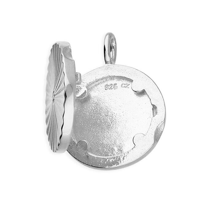 Sterling Silver Locket Gemstone Round Diamond Cut Design Handmade
