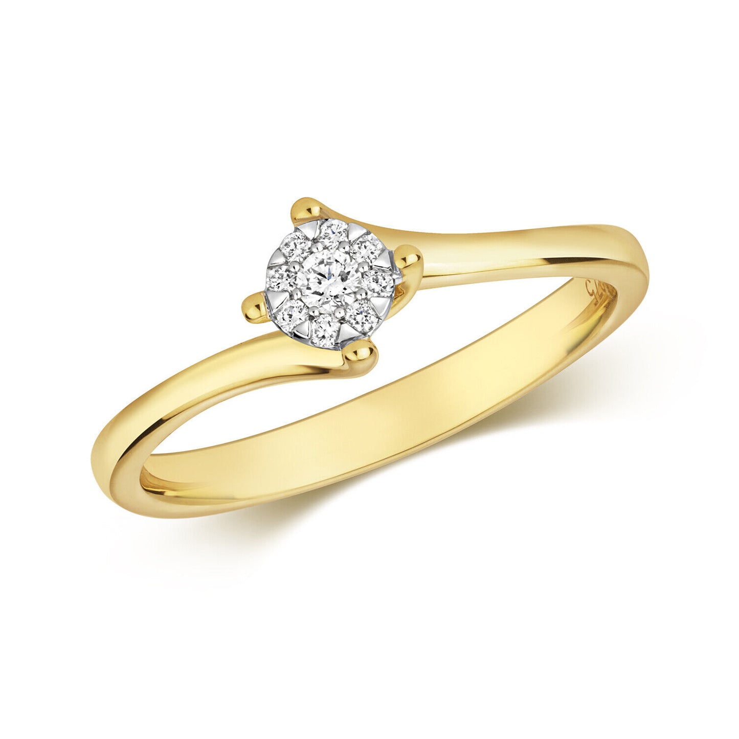 9ct Yellow Gold Real Diamond Twist Ring Engagement Size J - Q