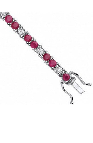 18ct White Gold 0.30ct Diamond & 5.00ct Ruby Bracelet Made in London