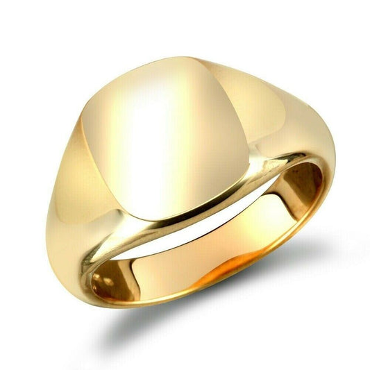 Yellow Gold Cushion Signet Ring Very Heavy Weight Gents Hallmarked British Made