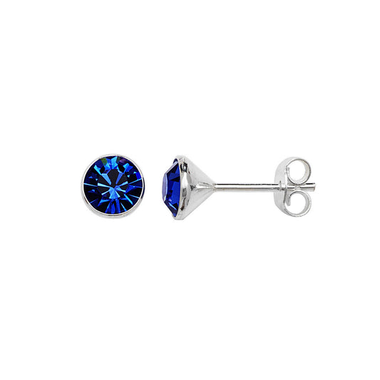 Sterling Silver Sapphire Earrings Solitaire Studs 925 Hallmark British Made