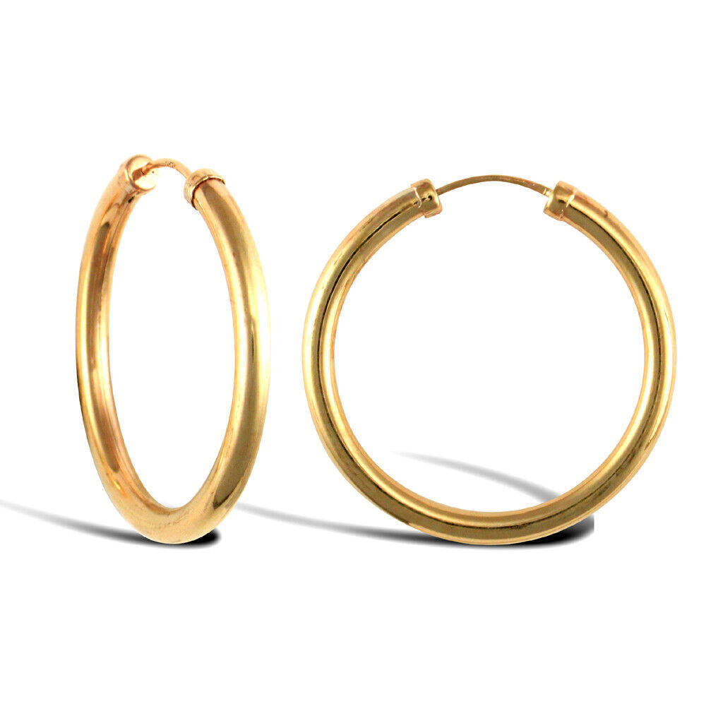 9ct Yellow Gold Hoop Style Earrings British Made Hallmarked 25.18mm